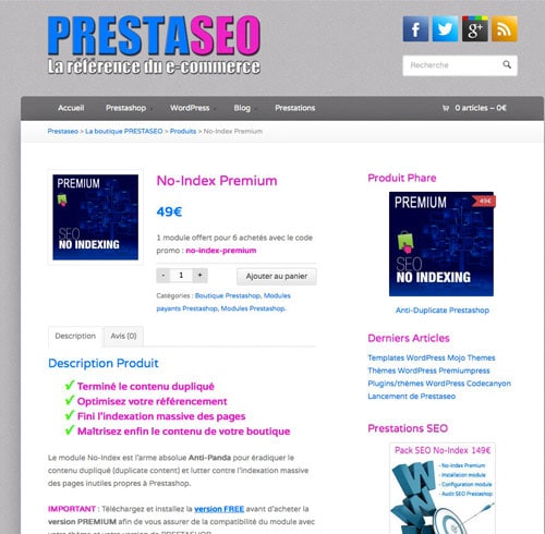 duplicate content prestashop